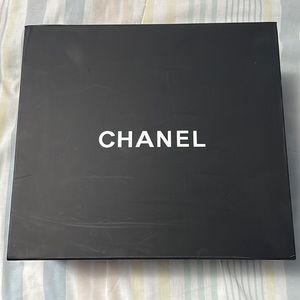 Large chanel bag box with ribbon and flower